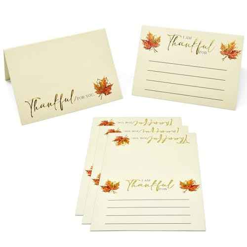 Gift Boutique 100 Thanksgiving Place Cards and Gratitude Cards Fall Harvest Tent Name Cards I Am Thankful For for Dinner Table Setting Autumn Party Decor