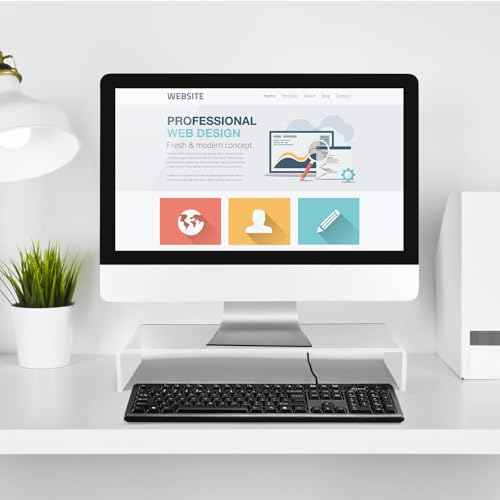 Jetec 2 Pcs Acrylic Monitor Stand Desktop Video Acrylic Monitor Riser Desk Shelf Computer Stand for Laptop TV Computer Screen Desk Organizer Teacher's Day Supplies (Clear, 20 x 8 x 3 Inch)
