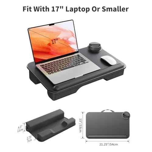 SAIJI Laptop Lap Desk - Fits Up to 17" Laptops, Lightweight Lap Tray Table Stand with Soft Leather Wrist Pad, External Monitor Holder, Lap Desk with Cushion for Home Office Working/Gaming On Couch