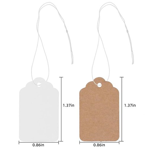 100 Pieces Kraft Price Tags with Elastic Hanging String