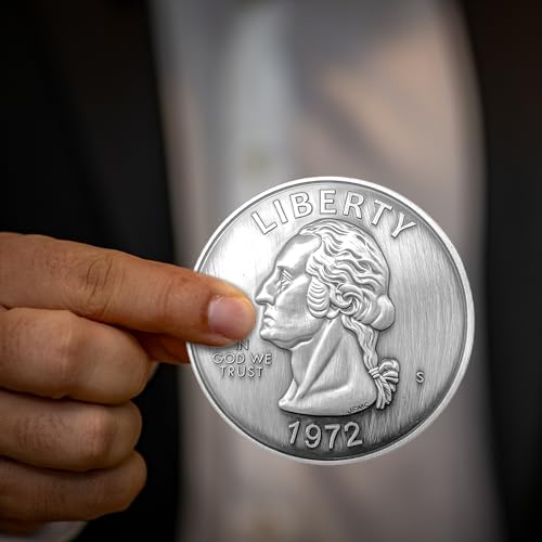Oversized 3-Inch Coin Paperweight - Jumbo Quarter for Office Decor & Gifts