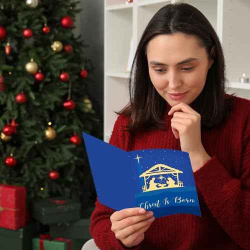 720 Pcs Religious Christmas Cards Bulk Nativity with Envelopes and Stickers Holiday Greeting Cards 12 Assorted Designs Merry Christmas Note Cards Set Blank Inside Religious Theme Xmas Cards