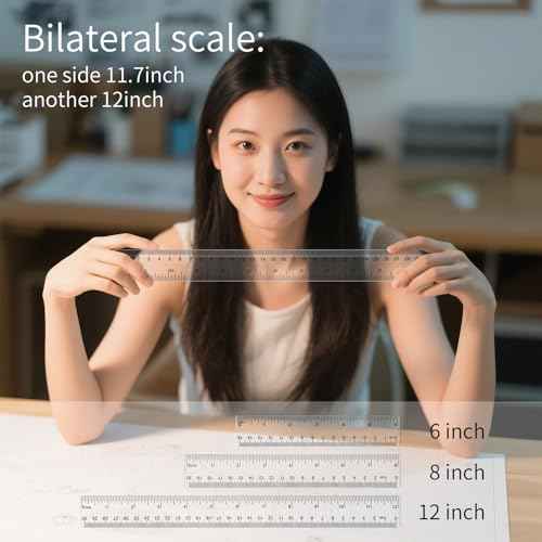 4 Pack Plastic Ruler 12 Inch Bulk for Classroom School Office Supplies for Kids£¬Clear Rulers£¬mm Ruler