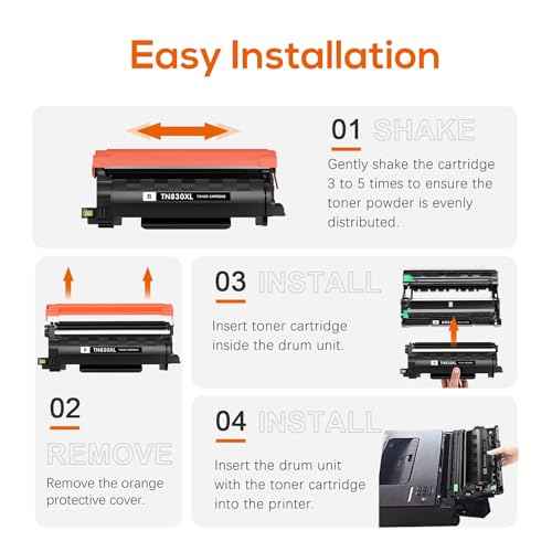 Compatible TN830XL Toner Replacement for Brother TN830XL TN830 XL Toner use with HL-L2460DW HL-L2405W HL-L2400D HL-L2480DW MFC-L2820DW MFC-L2760DW DCP-L2640DW MFC-L2900DW (Black,2 Pack)