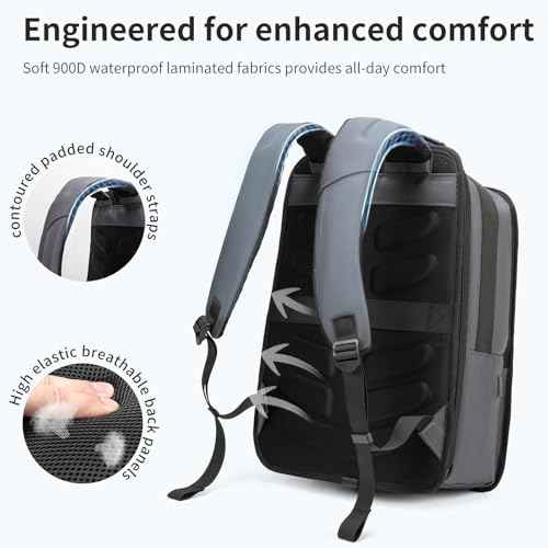 NOBLEMAN 20L Best Work Backpack Men, 1680D Fabric Heavy Duty Scratch Resistant Professional Business Office Laptop Backpack with USB Charging Port, Dry Wet Separation Backpacks 16 Inch Laptop (Gray)