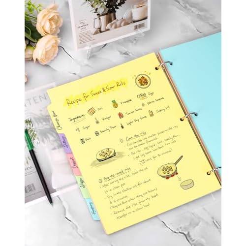 Dynta 3 Ring Binder Dividers with 5 Tabs Bulk 150 Pcs/30 Sets 8.5 x 11 Inches, Letter Size, 5 Colors Durable Paper 3 Hole Punch Index Divider for Kids, Women, Students