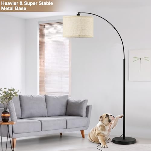 Luvkczc 71" Arc Floor Lamps for Living Room, Standing Lamp with Adjustable Head, Tall Pole Lamp with Foot Switch, Arched Reading Light for Bedroom, Office, 9W 3 Color Temperatures Bulb Included