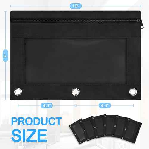 SpringFlower 36 Pack Black Pencil Pouch, Pencil Pouch for 3 Ring Binder For School and Office Supplies with Clear Window With Smooth Zipper Bulk