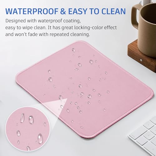Pink Mouse Pad, Splash-Proof Textured Non-Slip Rubber 10.2 x 8.2 Inches - Cute & Durable