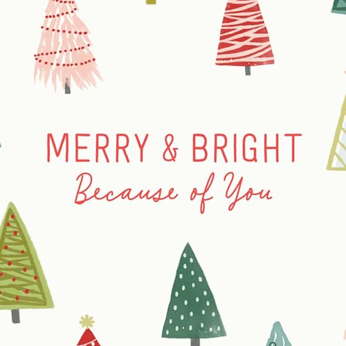 Hallmark Business Bulk 25 Pack Christmas Cards for Employees & Staff (Merry & Bright Colorful Trees), 5 x 7 Cards, Message Inside, Envelopes Included