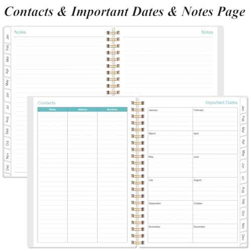 2026 Planner - Planner 2026 from January 2026 - December 2026, Weekly & Monthly Planner Spiral Bound with 12 Monthly Tabs, Inner Pocket, 6.4" x 8.5", Blue Flower