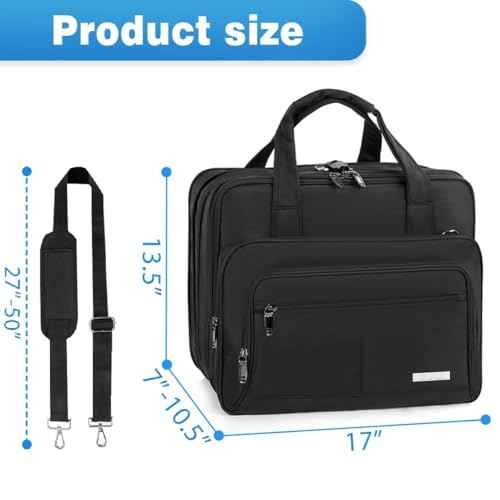 GMAK Laptop Bag for Women Men, Expandable Laptop Briefcase with 17.3 Inch Computer Compartment Shoulder Messenger Bag Computer Bags for Work/Business/Travel Carry On Overnight Case, Black