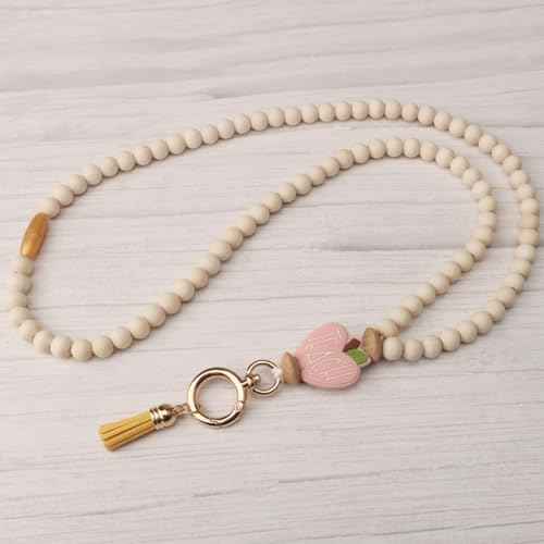 2024 Teacher Lanyard With ID Holder, Fashion Wood Beaded for Key, Super Cute Boho Breakaway for Women