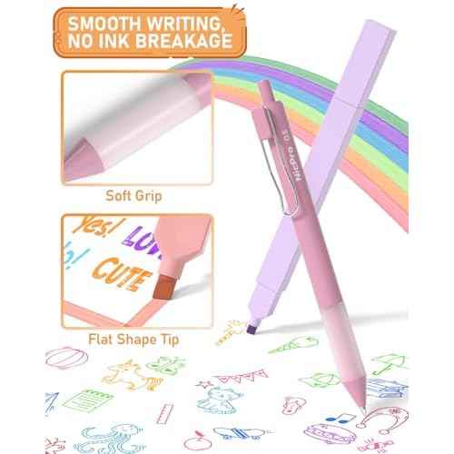 Nicpro 33PCS Aesthetic Highlighter and Gel Pen set with Case, 12 Bible Highlighters & Cute Pens Refills With Soft Ink & Tip, No Bleed Quick Dry for Bible Study Journaling Planner Notes School Supplies