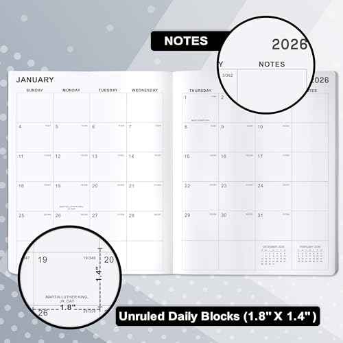 2026-2028 Monthly Planner - 3 Year Monthly Planner 2026-2028, Jan.2026 - Dec.2028, 8" x 10", Tabs + Back Pocket + Hardcover- Black