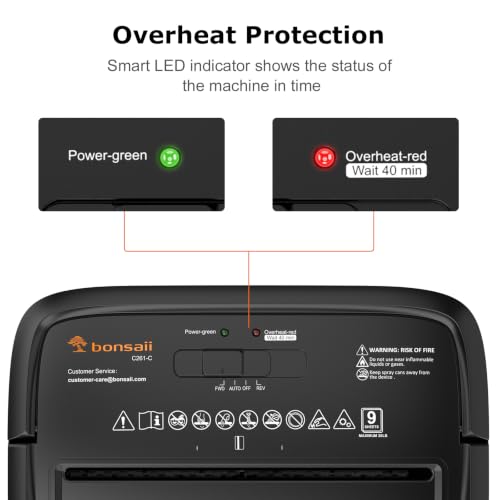 Bonsaii 9-Sheet Crosscut Paper Shredder Black P-4 Security Level for Home Use