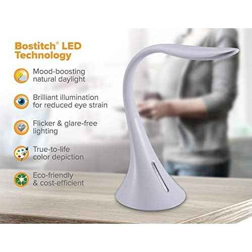 Bostitch Office Modern LED Desk Light, 8W, White (VLED1821WHITE-BOS)