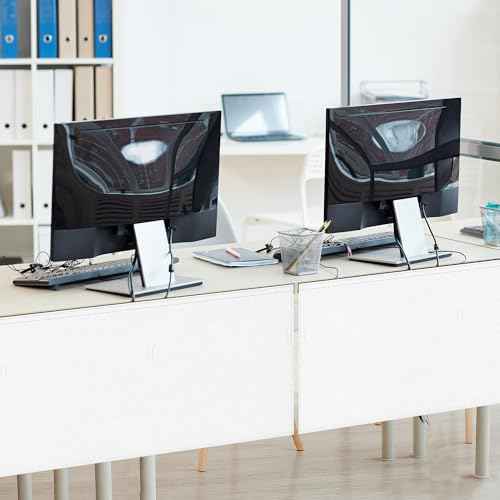 48" Under Desk Privacy Panel White Self-Adhesive Modesty Panel with Wire Pocket for Cable Management Organizer Heavy Duty Desk Skirt - Office Home or Standing Workstation Concealer Shield