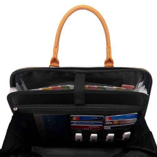 Accordian File Organizer Tote,Folder with Zipper & Labels,12 Pocket Expanding File Folder with Multi-Pockets Paper Folder for Letter A4 Files Business Teacher Office Bag Handbags for Ladies