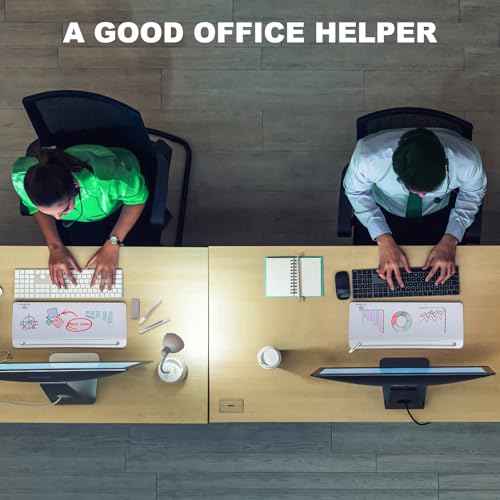 TSJ OFFICE Small Desktop Whiteboard -Glass Dry Erase Board Computer Keyboard Stand White Board Surface Pad with Drawer, Desk Organizers with Accessories for Office, Home, School Supplies