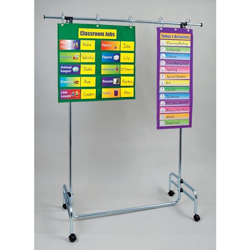 Pacon Adjustable Pocket Chart Stand, Metal - 48 to 78 in, Locking Casters