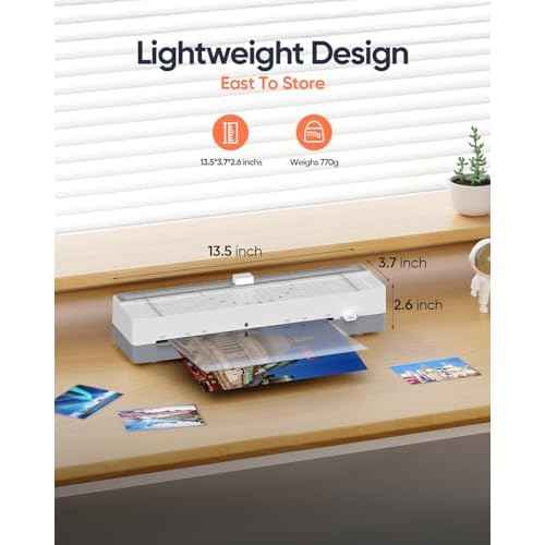 9-Inch Thermal Laminator Machine with Built-in Paper Trimmer & Corner Rounder, Fast 4-Min Warm-Up, Jam-Free System, Ideal for Home, Office & School