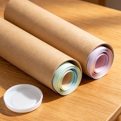 16 Pack 3x8 Inch Kraft Mailing Tubes with Caps - Recyclable Shipping & Storage