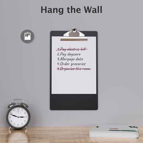Legal Size Clipboard, Black Plastic 8.5 x 14 Clip Board for Lawers, Heavy Duty Butterfly Clip, 9 x 15 in, Office & School Supply(Pack of 10)