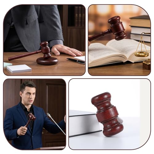 Judge Gavel and Sound Block Set - Wooden Courtroom Hammer for Legal & Auction Use