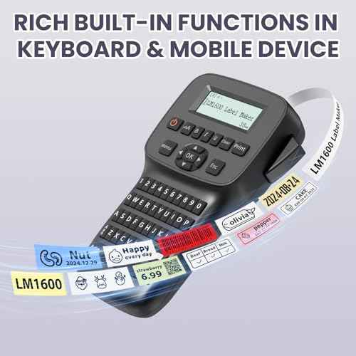 Industrial Label Maker Machine with-Tape, Handheld Label Maker Waterproof-Labels, Rechargeable Heat Shrink Labeler, Bluetooth Wire Cable Labeling Machine for Home Office Warehouse, LM1600