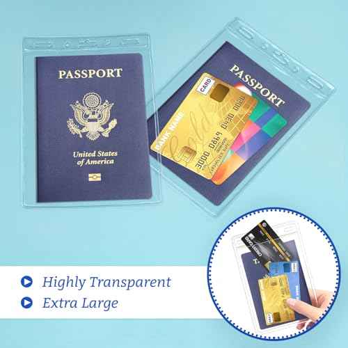 200 Pack Clear Plastic Passport Identification Card Holders, 4x6 Inch Vertical No Zipper Plastic Name Badge ID Card Holders
