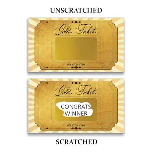 PLIGREAT 120 Pieces Gold Ticket Scratch Off Cards Stickers, Blank Gift Certificates Scratch Cards Scratchs Off Tickets DIY Coupon Card for Small Business, Holiday, Bridal Shower Activity, Party Supply