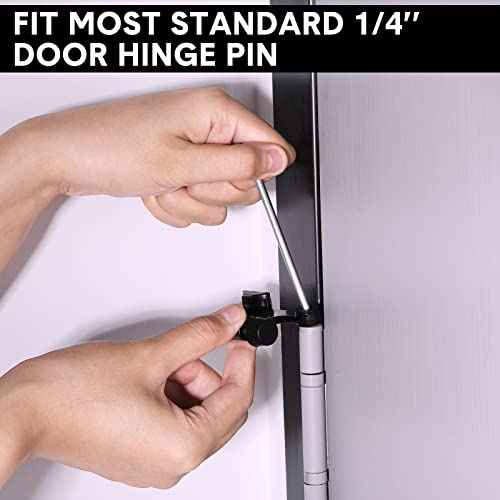 Funrous 24 Pieces Hinge Pin Door Stopper Satin Brushed Door Stops Adjustable Heavy Duty Hinge Stopper with Rubber Bumper Tips(Black)