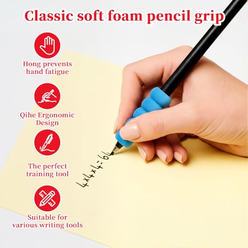 Fampery 14-Pack Kids Pencil Grips - Colorful Foam Handwriting Support