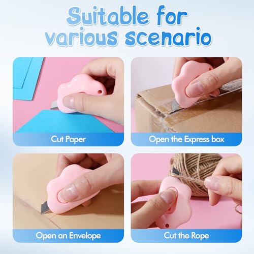 Oakwinfin 3-Pack Mini Retractable Box Cutters - Sharp Utility Knives for Packages & Letters