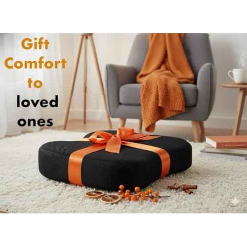 Memory Foam Seat Cushion with Carrying Bag & Cooling Gel for Office Chair, Wheelchair, Travel, Car Seat, Gaming Desk for Coccyx & Tailbone & Back Pain Relief, Sciatia Support