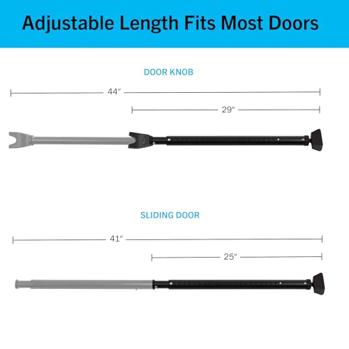 2-in-1 Home Security Bars 2-Pack - Adjustable Door Stoppers Security Bar for Hinged or Sliding Doors and Windows - Door Jammer by Stalwart (Black)