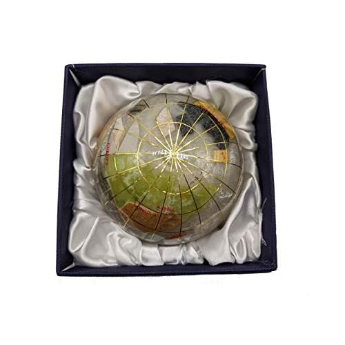 Unique Art 3-Inch Pearl Swirl Ocean Gemstone World Globe Paper Weight