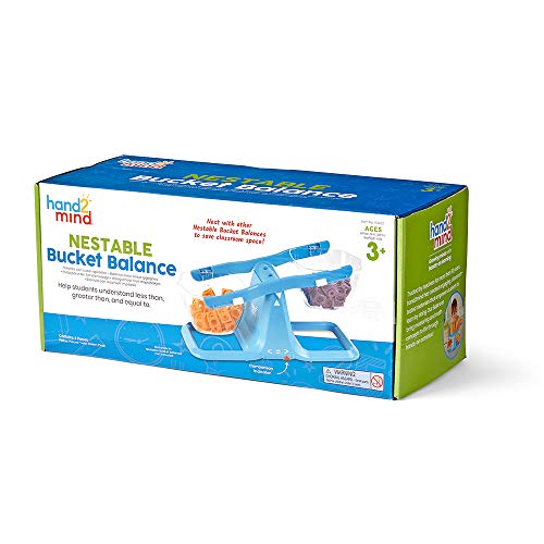 hand2mind Set of 1 Blue Nestable Bucket Balance Scale for Kids Classroom Learning