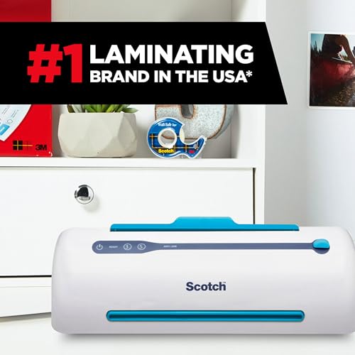 Scotch PRO TL906 Thermal Laminator, 1 Laminating Machine, White/Blue, Laminate Recipe Cards, Photos and Documents, for Home, Office or School Supplies, 9 in.
