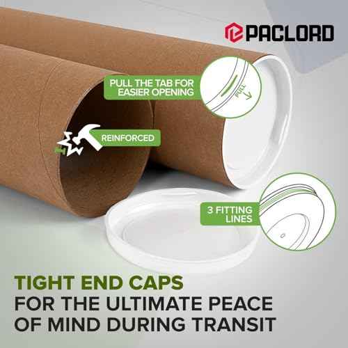 4" x 36" Reinforced Kraft Paper Mailing Tubes, Pack of 4 Tubes with 2 Caps Each ? USPS Approved Poster Tube ? Made in USA Cardboard Tube for Shipping and Storing Posters, Prints, Artwork, or Documents