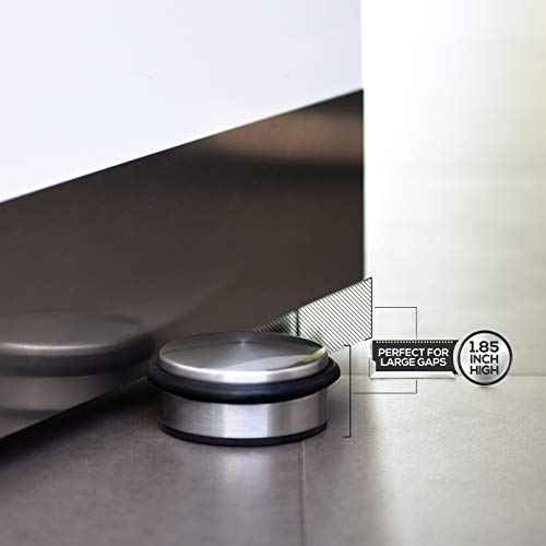 Stainless Steel Door Stopper (3 Pack) 4"x1.85"? Premium SofiHome Top Durability Door Stops with Silica Gel Treads ? Stylish Decorative Heavy Duty Door Stop for Floor & Wall Safety