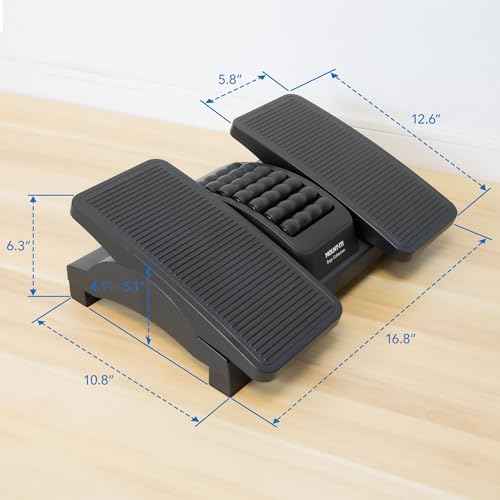 Mount-It! Ergonomic Footrest, Tilt Adjustable Individual Platforms, Height Adjustable Foot Rest with Massage Surface, Under Desk Foot Stool for Office, Leg Support and Improved Posture, Black