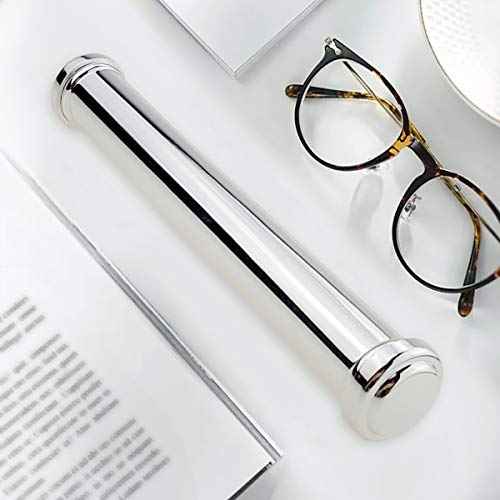 silver scroll holder with stand for wedding decoration, metal Brackets birth certificate holder for baby keepsake gift, silver poster storage tube, graduation diploma scroll case display stand
