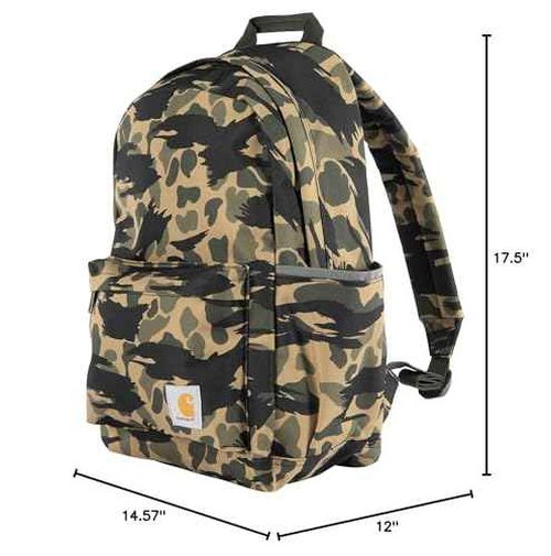 Carhartt 21L Classic Laptop Backpack, Water-Resistant Pack W/ 15" Laptop Sleeve and Organizational Compartments, PFAS Free, Blind Duck Camo
