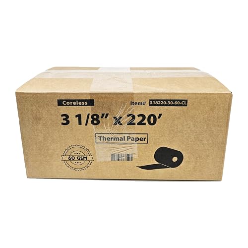 (30 Coreless Rolls - 60 GSM Heavy Thermal) 3 1/8 x 220 Thermal Paper Receipt Rolls fits all Clover POS Cash Register Printers for TSP500 TSP600 TSP 700 TSP2000 CT S300 from BuyRegisterRolls