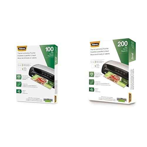Fellowes Thermal Laminating Pouches, 5mil Letter Size Sheets, 9 x 11.5, 100 Pack, Clear (5743501) + 200 Pack, Clear (5743601)