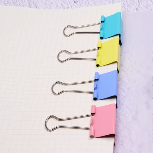 OWLKELA 24 Pack Binder Clips, 2-Inch Assorted Colors - Jumbo Steel Durable Clamps