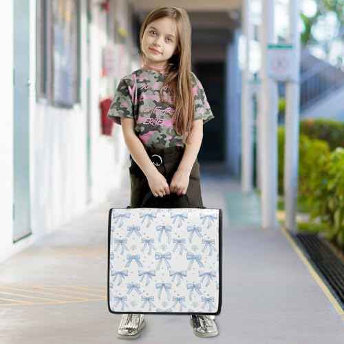 Blue Bows Zipper Binder for School with Shoulder Strap & Extra Pockets - 1.5 Inch 3-Ring Binder Holds 500+ Sheets, Textbooks, Laptop