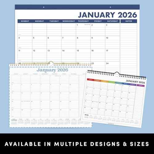 PAPERAGE 2026 Calendar, 12 Months (January 2026 - December 2026), Small (9 in x 11 in), Minimalist Wall and Desk Calendar with Monthly Views, Yearly Plans & Notes Section ? Rainbow